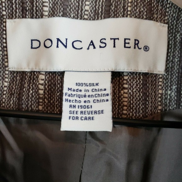 NEW!! Doncaster 100% Silk SIZE 12 Brown Tweed Career Short Blazer Jacket Zip Up - Picture 5 of 9